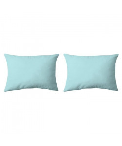 COTE DECO Lot de 2 Taies d\'Oreillers Microfibre 50x70 cm  Bleu aqua