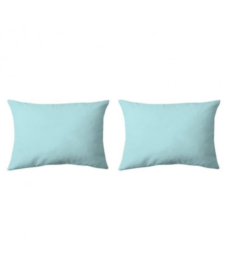 COTE DECO Lot de 2 Taies d\'Oreillers Microfibre 50x70 cm  Bleu aqua