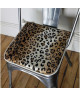 O\'CBO Lot de 2 Galettes de chaise fourrure LEOPARD 39x39 cm  Orange, noir et creme