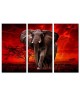 ELEPHANT Tableau multi panneaux 120x80 cm rouge animaux