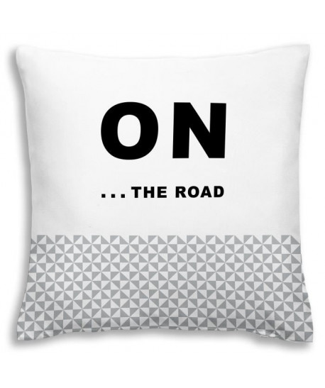 TODAY Coussin déhoussable 100% coton California Dream On the Road 40x40 cm stone et blanc