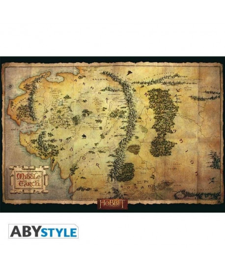 Poster Le Hobbit  Carte Terre du Milieu  98 x 68 cm