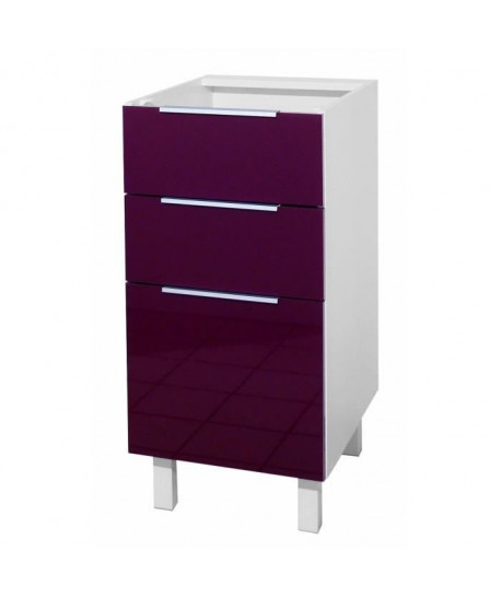 POP Meuble bas de cuisine L 40 cm  Aubergine haute brillance