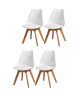 BJORN Lot de 4 chaises de salle a manger  Simili blanc  Scandinave  L 49 x P 56 cm