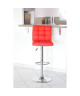 CRUNCH Lot de 2 tabourets de bar  Simili rouge  Structure en métal chromé  Contemporain  L 41,5 x P 48 cm