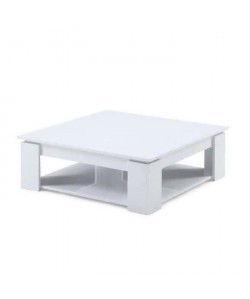 MANHATTAN Table basse carrée style contemporain blanc brillant  L 89 x l 89 cm