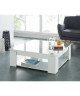 MANHATTAN Table basse carrée style contemporain blanc brillant  L 89 x l 89 cm