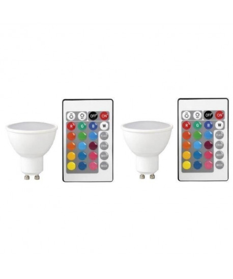 EXPERTLINE Lot de 2 Ampoules décoratives LED GU10 avec télécommande 3,5 W 16 couleurs