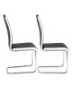 JADE Lot de 2 chaises de salle a manger  Simili noir et blanc  Style contemporain  L 43 x P 58 cm