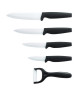 RoyalTY LINE Set de 4 couteaux avec support vertical et éplucheur  Céramique  7,510315 cm  Noir