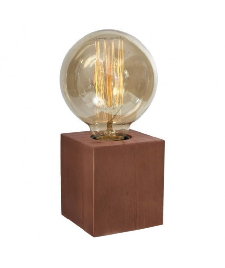 Lampe en bois finition noisetier sans abatjour  L 7,5 x H 8,5cm