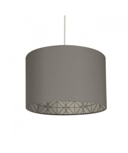 NOLAN Suspension en polyester et coton  Ř30cm x H.20 cm  Anthracite  Intérieur avec motif  E27 40 W