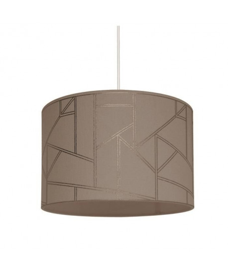 HAROLD Suspension en polyester et coton  Ř30cm x H.20 cm  Marron taupe  Motif irisé  E27 40 W