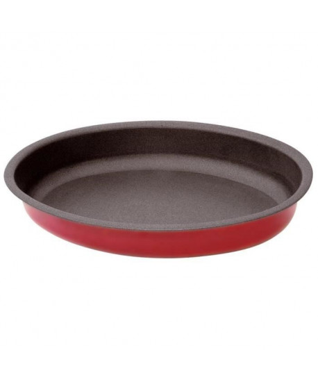 IMF Plat a four ovale en acier Rioja  33 x 25 x 5 cm  Rouge et gris