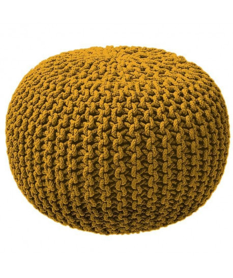 TODAY Pouf tricot Waby Sabi  100% coton  ř45xH30 cm  Jaune curry