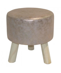 Pouf trépied bronze et pieds en pin Pearly Ř32 H34 cm