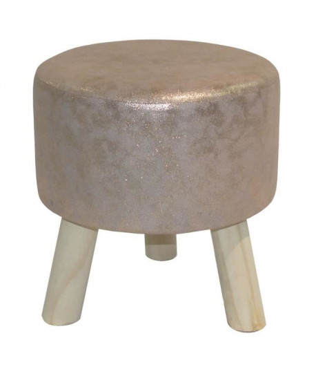 Pouf trépied bronze et pieds en pin Pearly Ř32 H34 cm