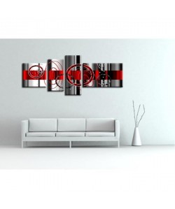HEXOA Tableau multi panneaux abstrait Ledi 160x60 cm rouge