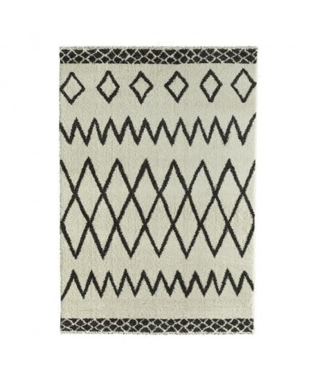 ASMA Tapis de salon style Berbere en polypropylene  160x230 cm  Ivoire et Noir