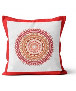 SOLEIL D\'OCRE Coussin déhoussable Mandala en coton  40x40 cm  Orange corail