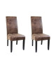 CUBA Lot de 2 chaises de salle a manger  Tissu marron  Style contemporain  L 48 x P 64 cm