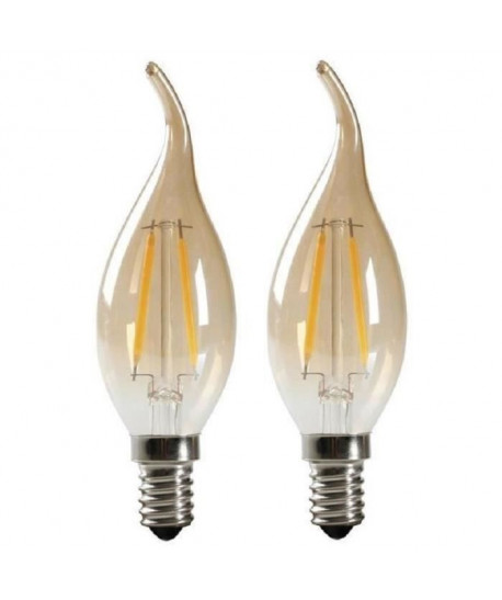 EXPERTLINE Lot de 2 Ampoules LED filament ambrées E14 2 W équivalent a 23 W blanc chaud