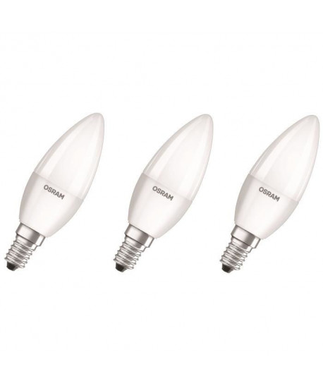 OSRAM Lot de 3 Ampoules LED E14 flamme dépolie 5,7 W équivalent a 40 W blanc chaud