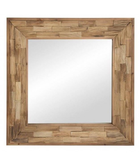 Miroir mural rustique en bois naturel  70x70x5 cm  Marron