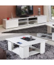 LIME Salon complet coloris blanc brillant 2 pieces 1 meuble TV 185cm  1 table basse carrée