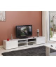 LIME Salon complet coloris blanc brillant 2 pieces 1 meuble TV 185cm  1 table basse carrée