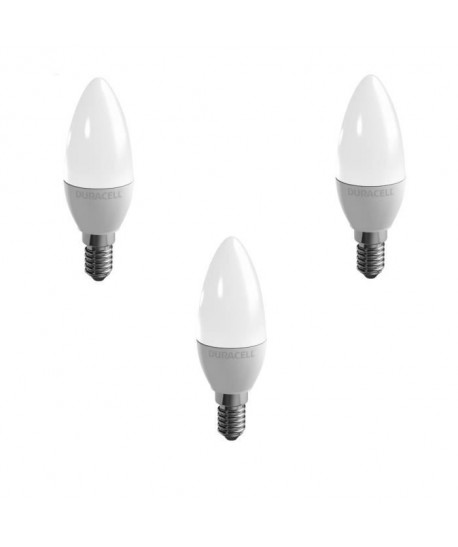 DURACELL Lot de 3 ampoules LED E14 flamme 3,4 W équivalent 25 W blanc chaud