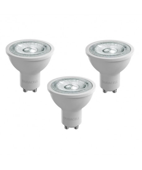 DURACELL Lot de 3 ampoules LED spot réflecteur GU10 3,6 W équivalent 35 W blanc chaud
