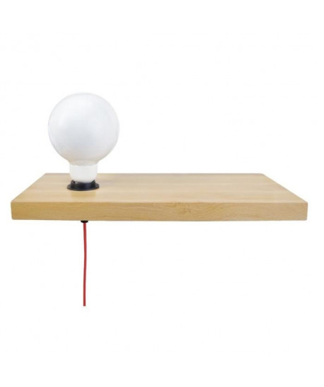 CONSOLE Lampe applique Bois hetre  50x18x2cm  Naturel/Rouge