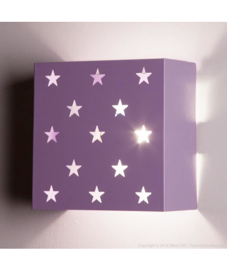 ETOILES CARRÉS Applique tôle acier 20x20x10,5 cm Mauve