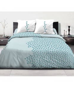 Parure de Couette 100% Coton DILEM  1 Housse de Couette 240x260 cm  2 Taies d\'Oreillers  Turquoise