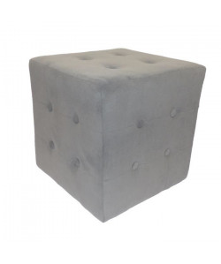 Pouf capitonné CHESTER Velours  32x32x33 cm  Gris