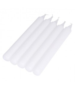 Lot de 5 bougies de table  H 20 cm  Blanc