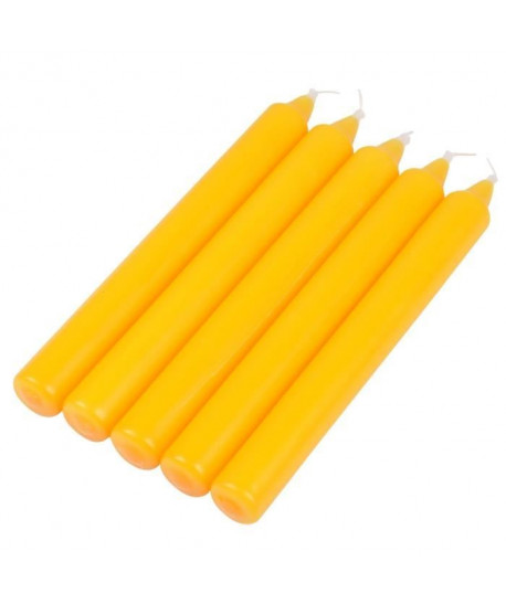 Lot de 5 bougies de table  H 20 cm  Jaune