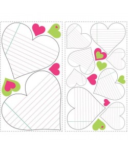 ROOMMATES Lot de 20 stickers CoeURS TABLEAUX PERSONNALISABLE repositionnables avec feutre effaçable 4 feuilles de 10,1cm x 44,1