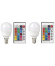 EXPERTLINELot de 2  Ampoules décoratives LED E14 G45 avec télécommande 3,5 W 16 couleurs