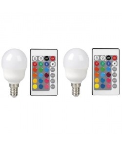 EXPERTLINELot de 2  Ampoules décoratives LED E14 G45 avec télécommande 3,5 W 16 couleurs