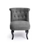 LIZY Fauteuil crapaud en bois pin massif  Velours gris  Classique  L 56 x P 63 cm