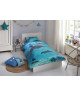 GOOD MORNING Parure de couette Coton WILL  1 housse de couette 140x200cm  1 taie d\'oreiller 60x70cm  Bleu