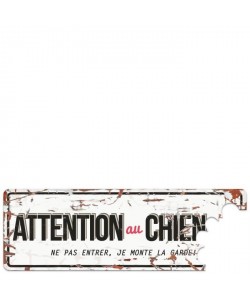 D&D Plaque Attention Chien Beware of the Dog  Blanc / Rouge