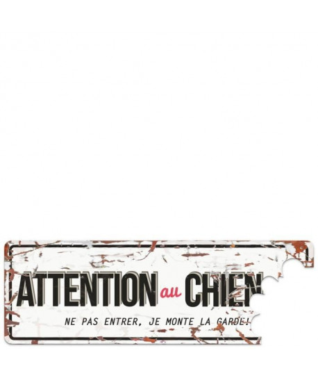 D&D Plaque Attention Chien Beware of the Dog  Blanc / Rouge