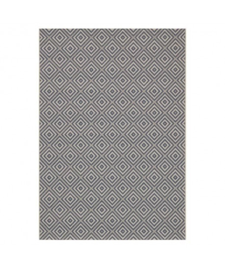 ALASKA II Tapis scandinave tissé plat en velours polypropylene  160x230 cm  Beige et gris anthracite