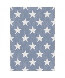 CANVAS Tapis enfant tissé en velours polypropylene  120x170 cm  Bleu et creme