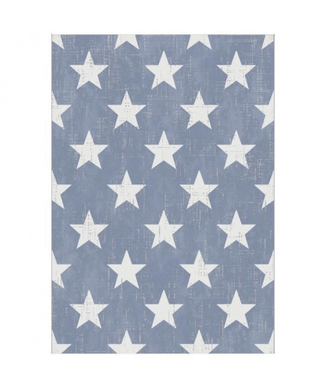 CANVAS Tapis enfant tissé en velours polypropylene  120x170 cm  Bleu et creme