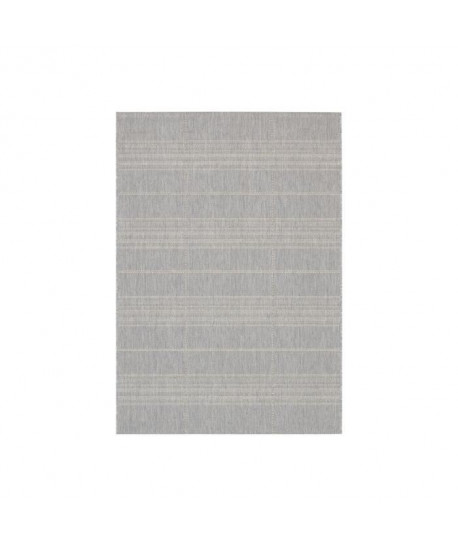 STRIPE Tapis moderne tissé plat en velours polypropylene  160x230 cm  Gris et beige