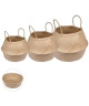 HOMEA Lot de 3 paniers rétractables en jonc de mer  Ř 30 x H41 cm / Ř 35 x H43 cm / Ř 40 x H45 cm  Naturel